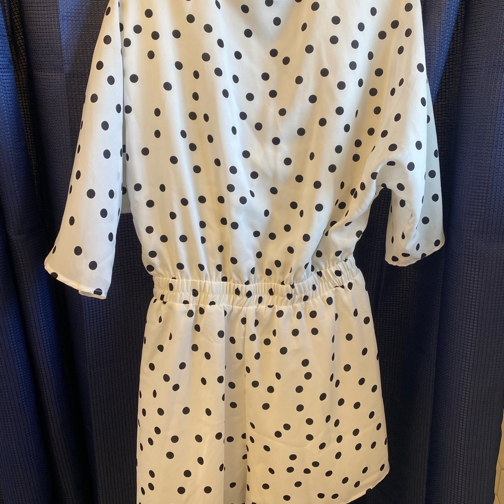 Polka Dot Tie-Front Romper - Picture 6 of 7